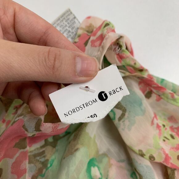 Mimi Chica Blouse Womens XS Extra Small Floral Cap Sleeve V Back Ruffle Train - Picture 12 of 14